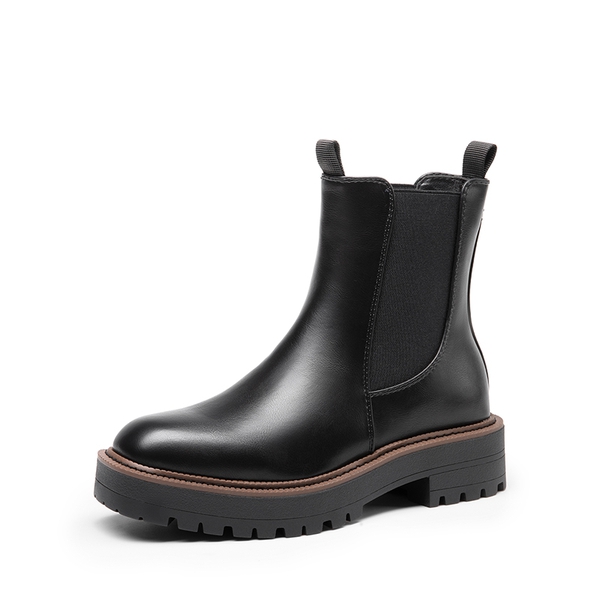 Lug-Sole Slip-on Chelsea boots - BLACK-PU -  0
