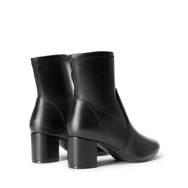 Almond Toe Chunky Ankle Boots - BLACK-PU - 4