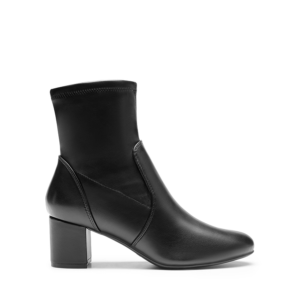 Almond Toe Chunky Ankle Boots - BLACK-PU - 3