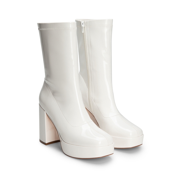 Y2K Square Toe Platform Mid-calf Boots - WHITE-PAT - 7