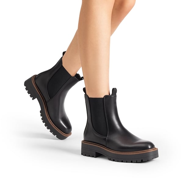 Lug-Sole Slip-on Chelsea boots - BLACK-PU - 1