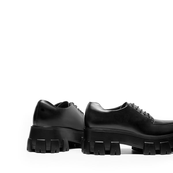 Versatile Lace-up Platform Oxfords - BLACK-PU - 4