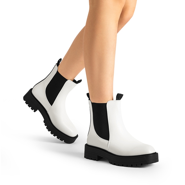 Lug-Sole Slip-on Chelsea boots - WHITE-PU - 1
