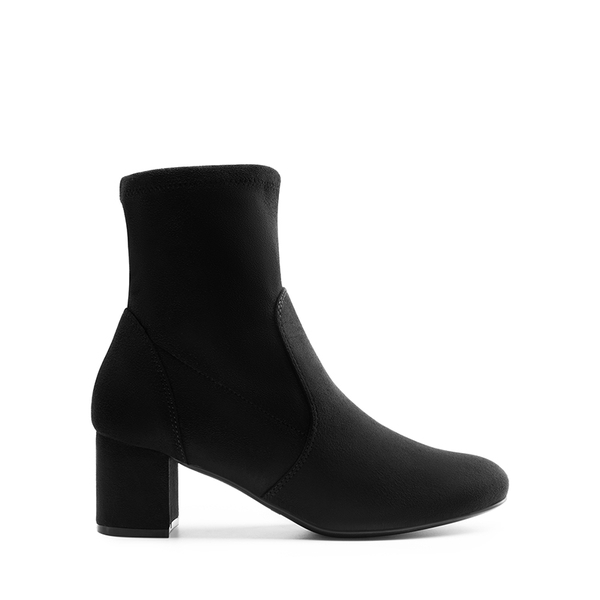 Almond Toe Chunky Ankle Boots - BLACK-SUEDE - 3
