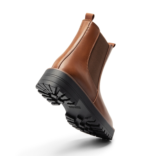Lug-Sole Slip-on Chelsea boots - BROWN-PU - 6