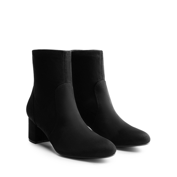 Almond Toe Chunky Ankle Boots - BLACK-SUEDE - 5