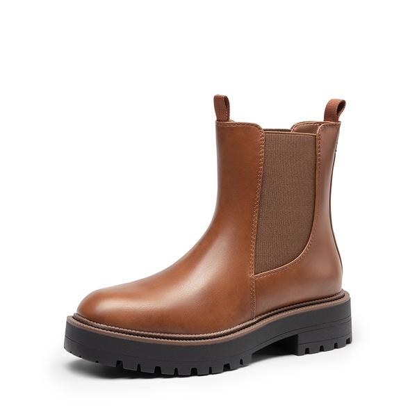 Lug-Sole Slip-on Chelsea boots - BROWN-PU -  0