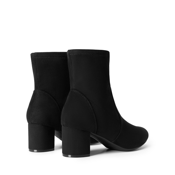 Almond Toe Chunky Ankle Boots - BLACK-SUEDE - 4