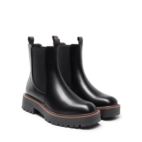 Lug-Sole Slip-on Chelsea boots - BLACK-PU - 5