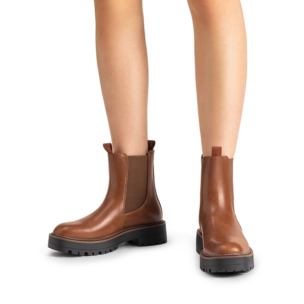 Lug-Sole Slip-on Chelsea boots - BROWN-PU - 2