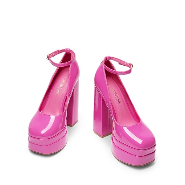 Women's High Heel Platform Pumps - HOT PINK-PAT - 4