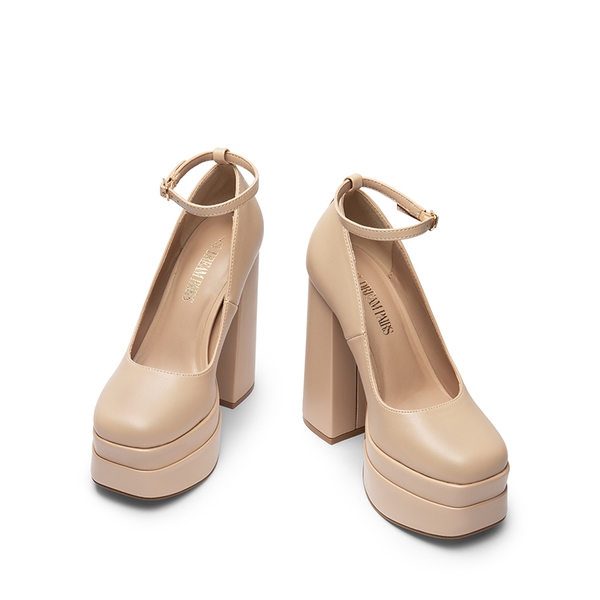 Women's High Heel Platform Pumps - NUDE-PU - 4