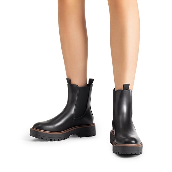 Lug-Sole Slip-on Chelsea boots - BLACK-PU - 2