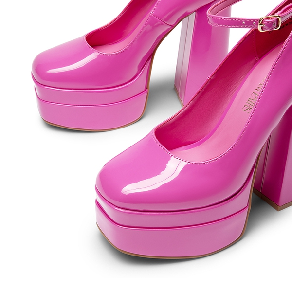 Women's High Heel Platform Pumps - HOT PINK-PAT - 6