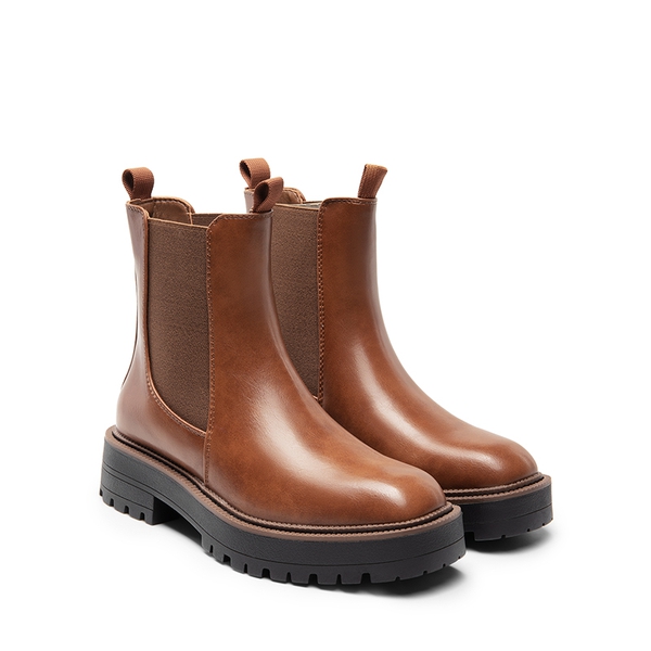 Lug-Sole Slip-on Chelsea boots - BROWN-PU - 5