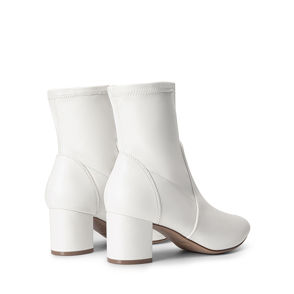 Almond Toe Chunky Ankle Boots - WHITE-PU - 4
