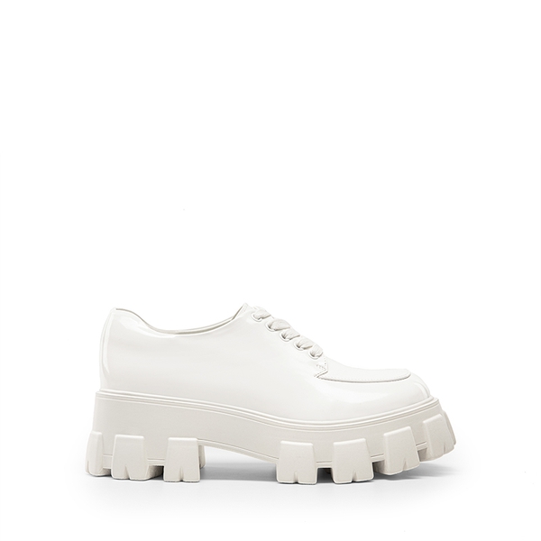 Versatile Lace-up Platform Oxfords - WHITE-PU - 3