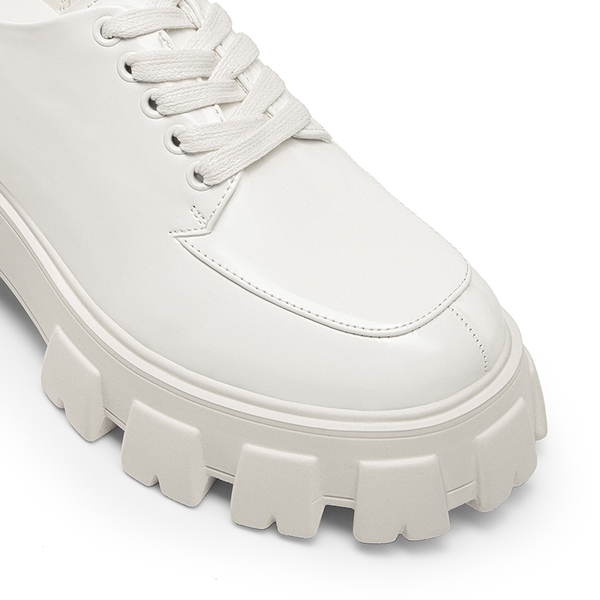 Versatile Lace-up Platform Oxfords - WHITE-PU - 6