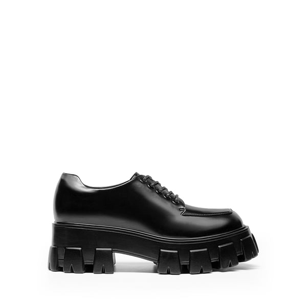 Versatile Lace-up Platform Oxfords - BLACK-PU - 3