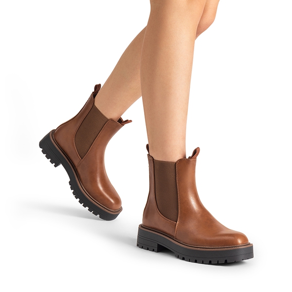 Lug-Sole Slip-on Chelsea boots - BROWN-PU - 1