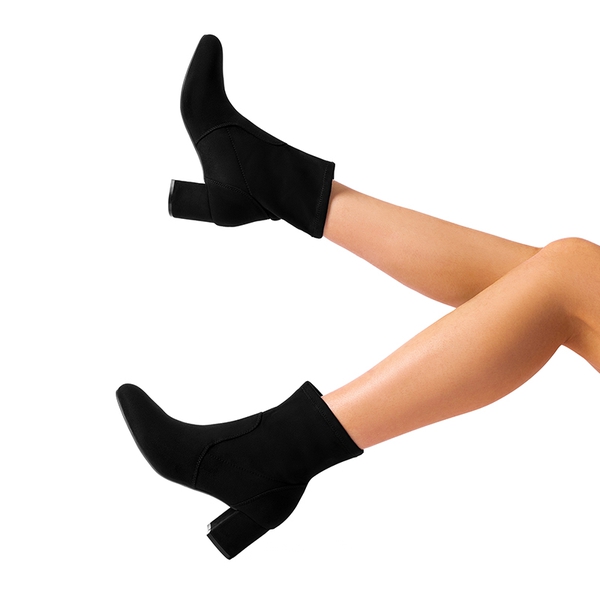 Almond Toe Chunky Ankle Boots - BLACK-SUEDE - 2