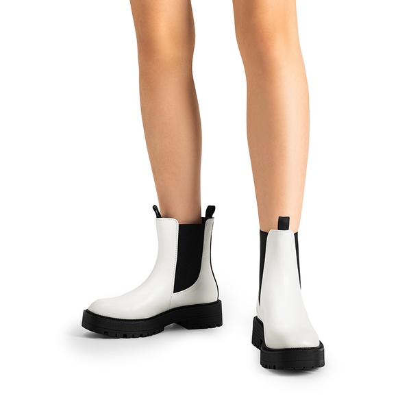 Lug-Sole Slip-on Chelsea boots - WHITE-PU - 2