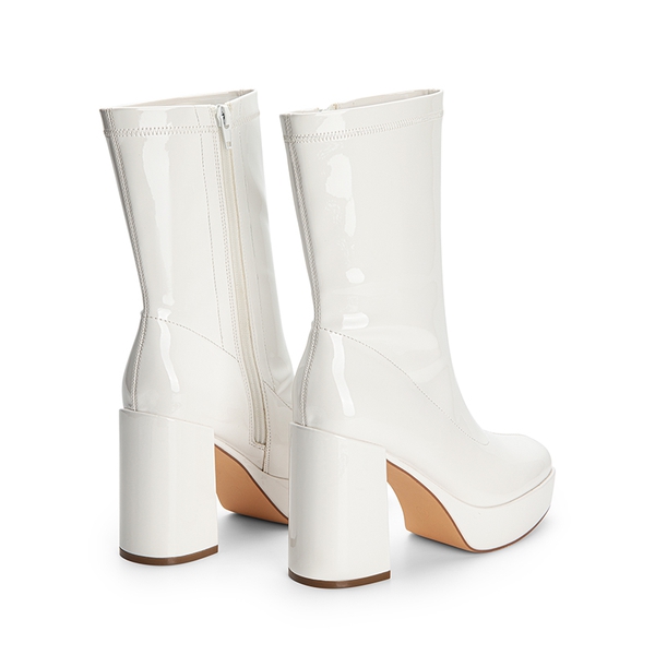 Y2K Square Toe Platform Mid-calf Boots - WHITE-PAT - 4