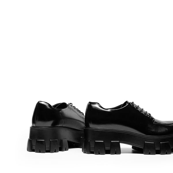 Versatile Lace-up Platform Oxfords - BLACK-PAT - 4