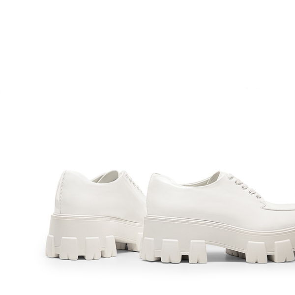 Versatile Lace-up Platform Oxfords - WHITE-PU - 4