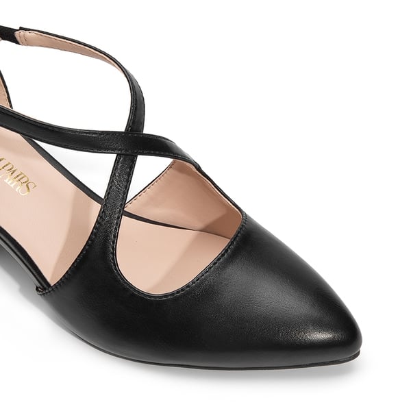 Criss-Cross Chunky Heel Pumps - BLACK-PU - 6