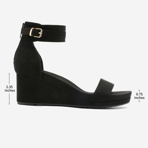 Ankle Strap Platform Wedge Heel Sandals - BLACK - 1