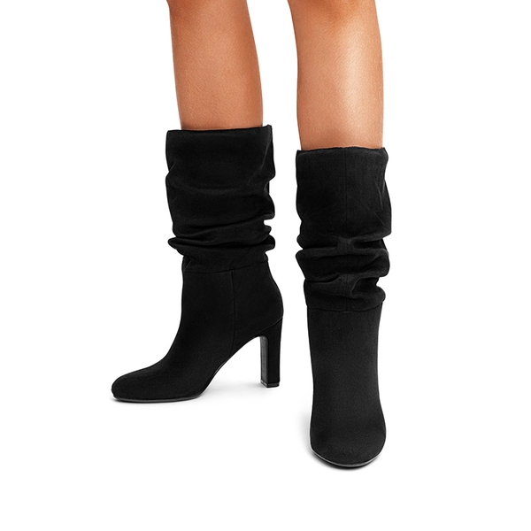 Black suede boots mid calf cheap