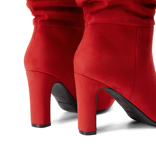 Slouchy Mid-calf Boots - RED-SUEDE - 4