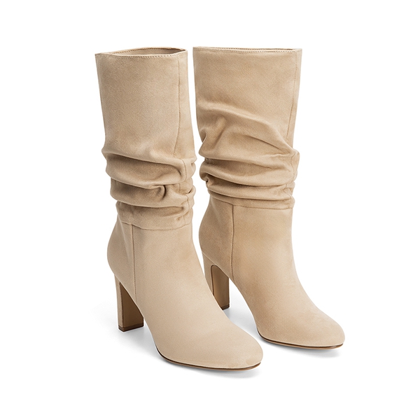 Slouchy Mid-calf Boots - SANDY BEIGE-SUEDE - 6
