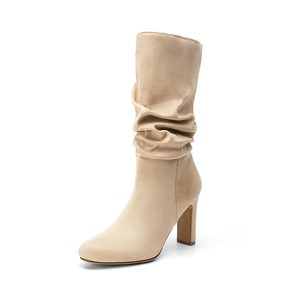 Slouchy Mid-calf Boots - SANDY BEIGE-SUEDE -  0