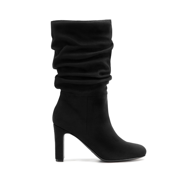 Slouchy Mid-calf Boots - BLACK-SUEDE - 3