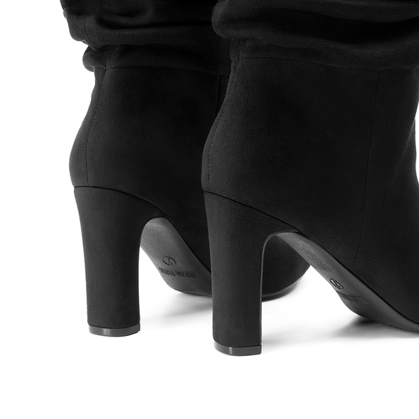 Slouchy Mid-calf Boots - BLACK-SUEDE - 4