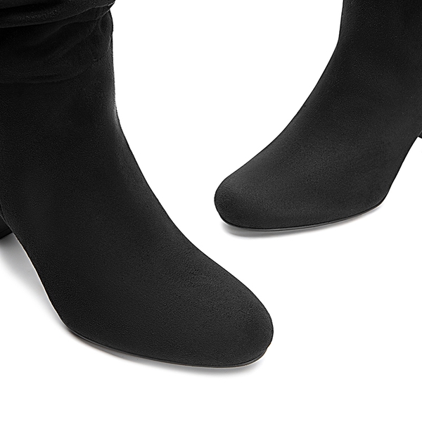 Slouchy Mid-calf Boots - BLACK-SUEDE - 5