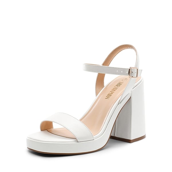 Platform Chunky High Heel Sandals - WHITE -  0