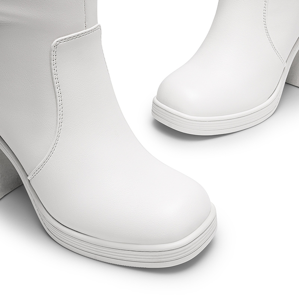 Chunky Heel Platform Knee-high Boots - WHITE - 6