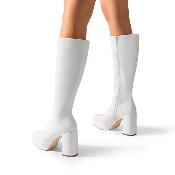 White gogo boots in store discount