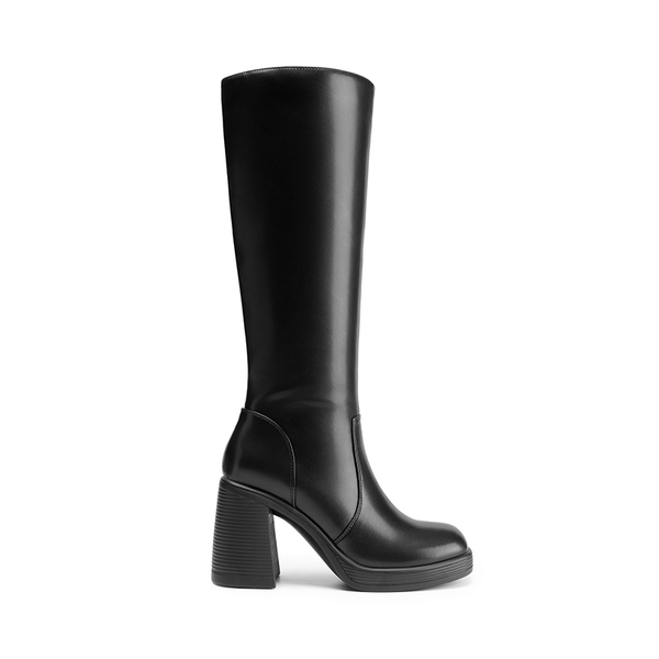 Chunky Heel Platform Knee-high Boots - BLACK - 3