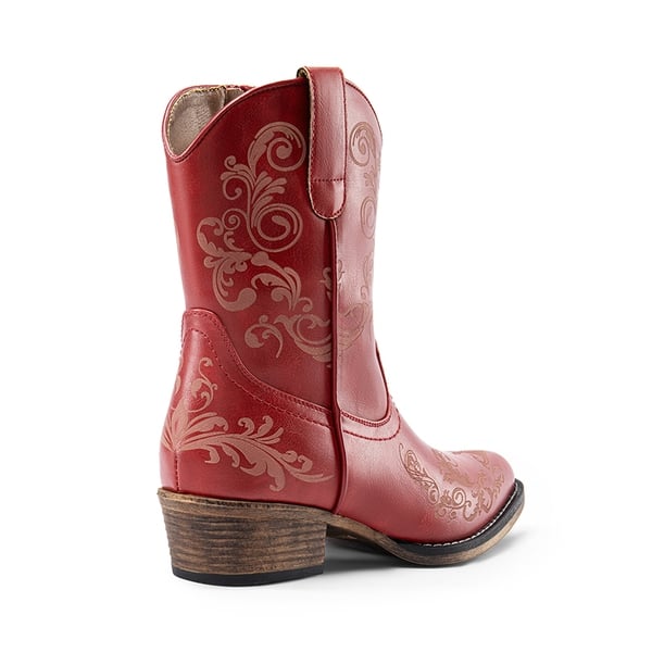 Cuban Heel Cowgirl Ankle Boots - RED - 4