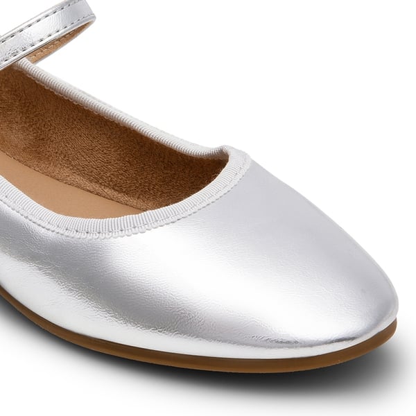 Buckle Round Toe Mary Jane Flats - SILVER-PU - 4