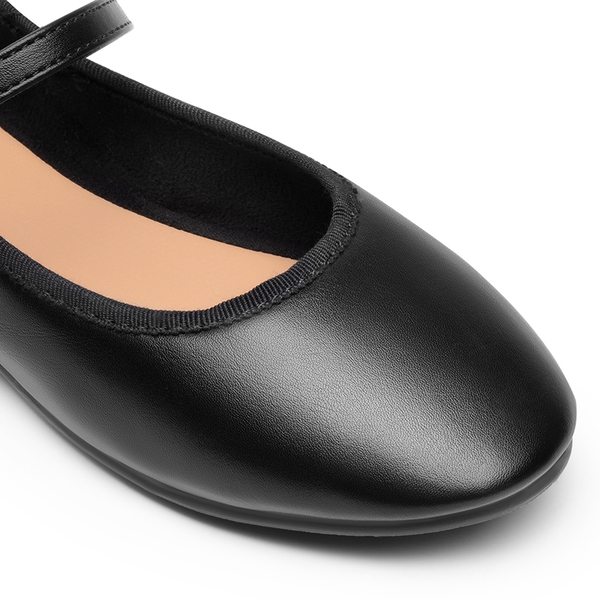 Buckle Round Toe Mary Jane Flats - BLACK-PU - 4