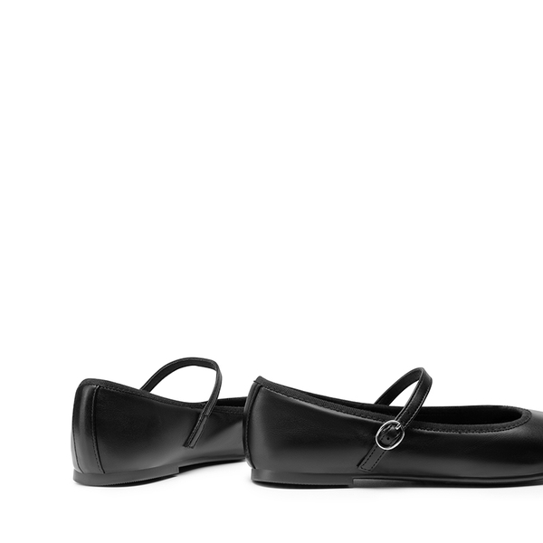 Buckle Round Toe Mary Jane Flats - BLACK-PU - 6