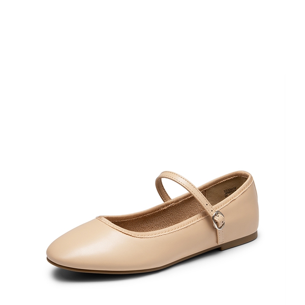 Buckle Round Toe Mary Jane Flats - NUDE-PU -  0