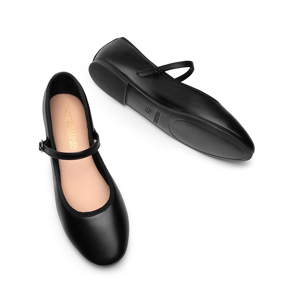 Buckle Round Toe Mary Jane Flats - BLACK-PU - 5