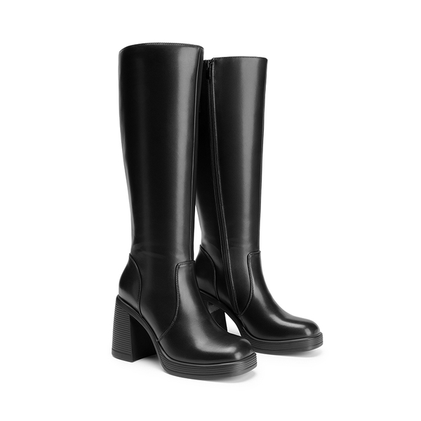 Chunky Heel Platform Knee-high Boots - BLACK - 4