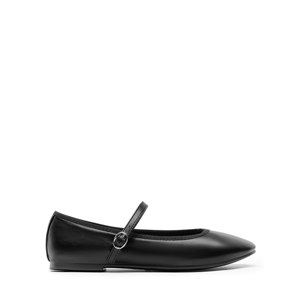 Buckle Round Toe Mary Jane Flats - BLACK-PU - 3